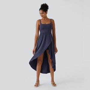 Halara Breezeful Backless High Low Dress in Navy
